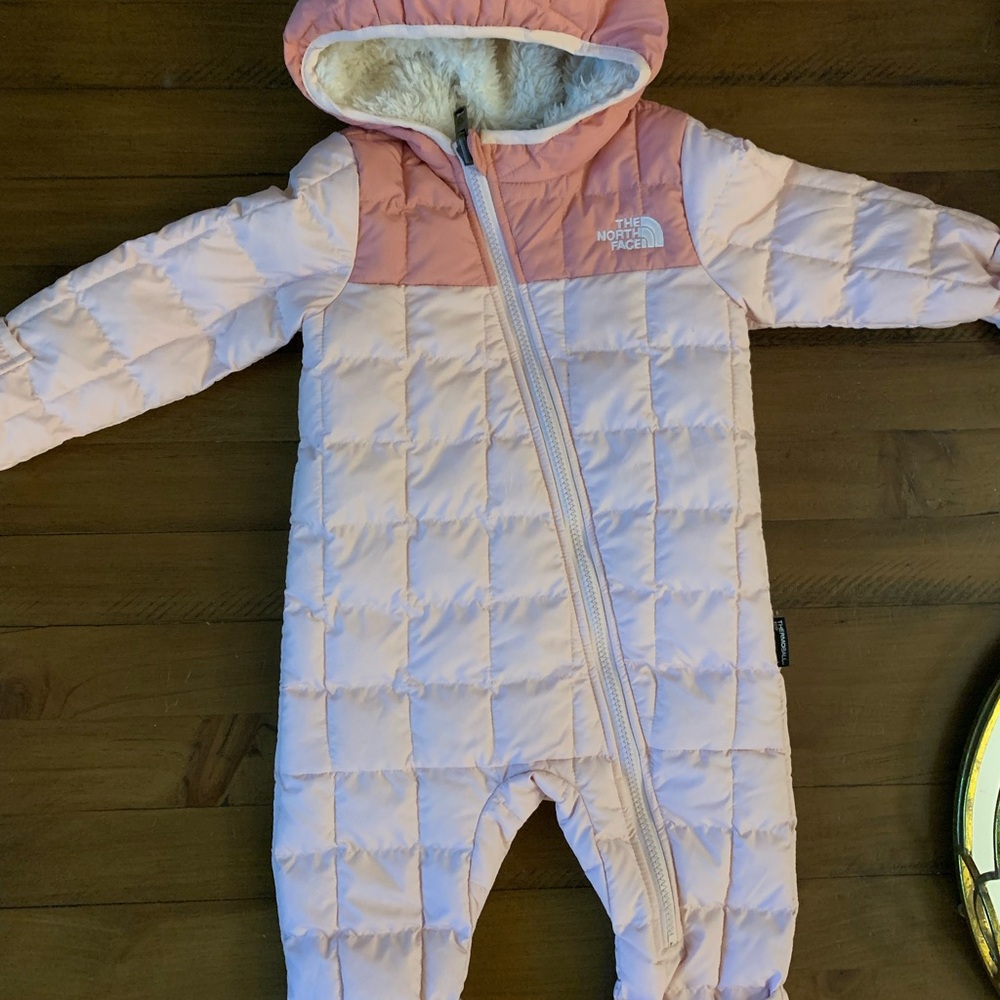 The North Face Light Pink Quilted Kids Footie